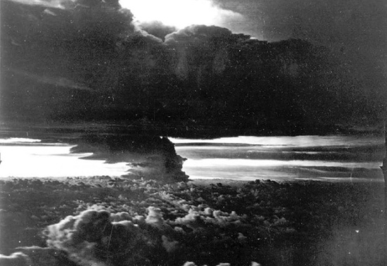 Castle BRAVO, 16 minutes after detonation, seen from a distance of 50 nautical miles, at an altitude of 10,000 feet. From DTRIAC SR-12-001.
