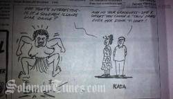 The controversial cartoon by Kata, Cook Islands News.