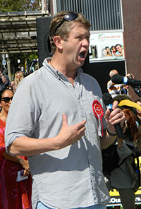 Opposition Labour Party Leader David Cunliffe speaking at the anti-TPPA rally. Image: Del Abcede/PMC