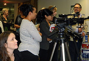 Sasya Wreksono (centre) and her PJR film crew. Image: Del Abcede/PMC