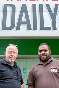 Vanuatu Daily Post editorial director Dan McGarry (left) and editor Royson Willie ... intimidation? Image: VDP