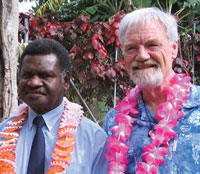 David Robie with current Vanuatu Deputy PM Ham Lini, brother of the late Walter Lini who wrote the foreword to one of his books.