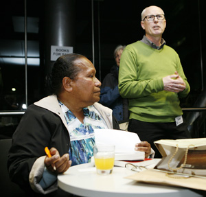 Déwé Gorodé with Tony Murrow of Little Island Press, the book's publisher. Photo: Evotia Tamua