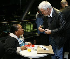 Déwé Gorodé with PMC director Dr David Robie. One of Gorodé's poems was in his 1989 book Blood on their Banner. Photo: Evotia Tamua