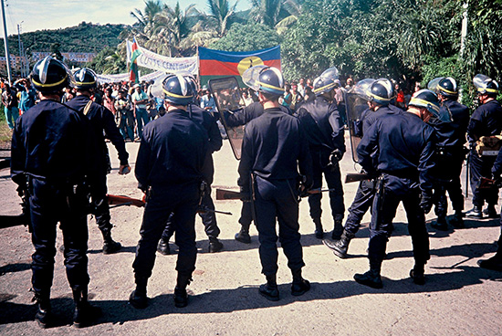 French CRS special police confronting Kanak activists demanding independence in New Caledonia. Image: David Robie