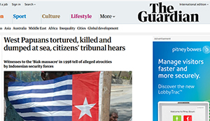 A Guardian report about a “citizens’ tribunal” hearing about the 1998 Biak massacre published on 13 December 2013. Image: PMC