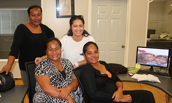 The Pacific Media Centre's Alistar Kata (in white) with some of the Samoa Observer team. Image: PMC