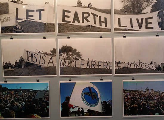 One of the montages by photographer John Miller on display at the 30th anniversary of New Zealand's nuclear-free law in Devonport at the weekend. Image: David Robie/PMC