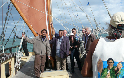 PasiMA board members on board the waka  Te Aurere in Auckland. Photo: PasiMA