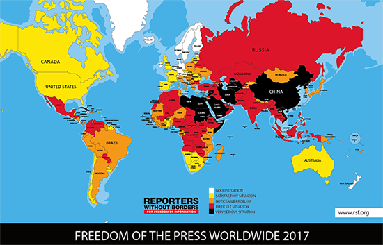 The 2017 RSF World Press Freedom Index – click on the map for interactive country rankings.