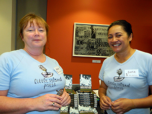 Little Island Press's Robyn Bern and Evotia Tamua at the book launch. Image: Del Abcede/PMC