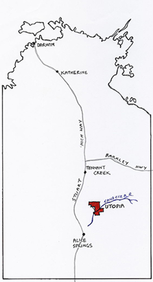 The location of Utopia in Australia’s Northern Territory. Map: John Harmon Price/Public Domain