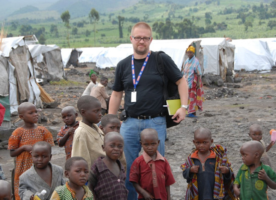 Documentary maker Andre Vltchek at a refugee camp in Goma, Democratic Republic of the Congo, in 2009. Photo: AV