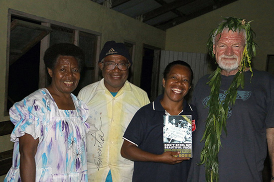 Annie and Jack Keitadi, and their daughter June with author David Robie. Image: Del Abced