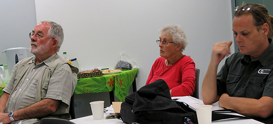 APHRC's chair Kevin McBride, treasurer Joan MacDonald and reporter Paul Kendon at the Asia-Pacific issues seminar last night. Image: Del Abcede/PMC