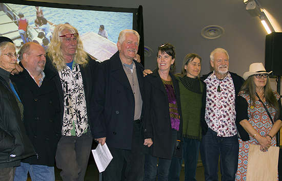 Rainbow Warrior crew members and media: Margaret Mills (from left), Davey Edward, Martini Gotje, Henk Haazen, Hanne Sorensen, David Robie and Susi Newborn. Image: Del Abcede/PMC 