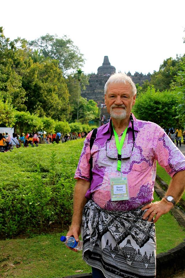 Dr David Robie at the Mahayana Buddhist temple of Borobudur, near Yogyakarta, Indonesia. 