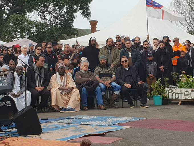 The Muslim delegation at Ihumātao… “The communities are becoming closer to each other, the gap is becoming smaller.” Image: RNZ