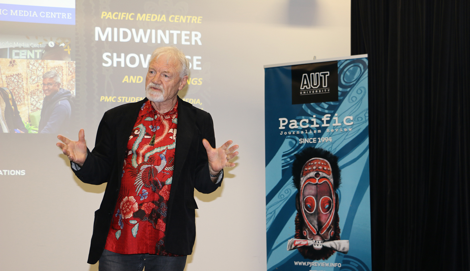 Pacific Media Centre director Professor Dr David Robie … an occasion to celebrate a range of projects coming to fruition in one moment. Image: Michael Andrew/PMC