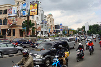 The hustle and bustle of Jakarta's streets. 