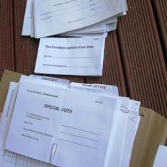 Ballot papers for the Samoan elections. 