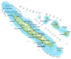 New Caledonia ... Ouvea is the top-left atoll of the Loyalty Islands on the right of the map. Image: PMC Archive