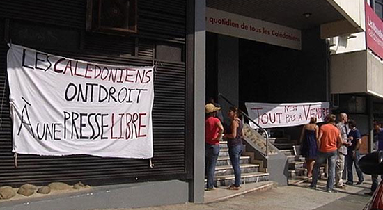 A Nouvelles Calédoniennes strike in Noumea. Image: NC Journalists Association Facebook page