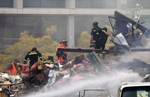 Rescuers sift through the ruins of the CTV building.