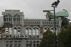 The Press building in central Christchurch ... one staff member was killed there. Photo: PMC archive