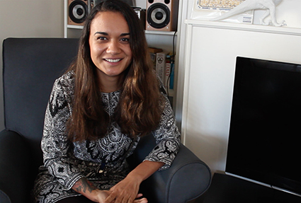 Te reo student Te Aorangi Harré... inspired by her own Māori heritage. Image: TJ Aumua/PMC