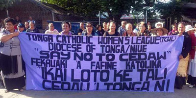 Women protesting against CEDAW in Tonga. Image: PNG Loop