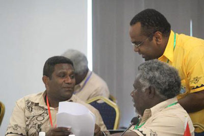 Vanuatu senior foreign officials in Honiara for the summit. Image: Samisoni Pareti/ Islands Business 