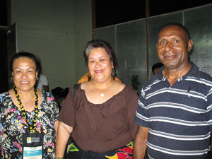 AUT students at the Pacific Science Inter-Congress in Fiji: Akata Galuvao (from left), Litia Ahio and Henry Yamo (from Papua New Guinea). Image: David Robie/PMC