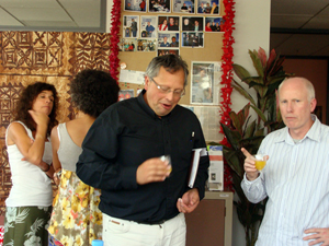 New Pacific journalism lecturer Richard Pamatatau and web designer Tony Murrow.