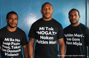 A poster from the Rugby League Against Violence campaign in Papua New Guinea.