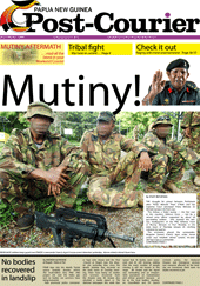 The PNG Post-Courier's front page in its weekend edition covering the mutiny. Photo: PMC