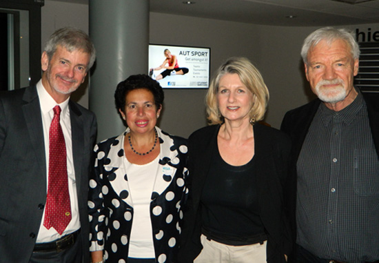 Professor Mark Pearson with (from his left) UNESCO's Susan Isaacs, UNESCO NZ National Commission secretary-general Elizabeth Rose and PMC director Professor David Robie. Image: Del Abcede/PMC