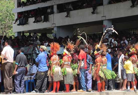 Students at a cultural event in the celebrated UPNG Forum. Image: PMC