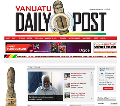 The Vanuatu Daily Post ... online today: "First with the news."