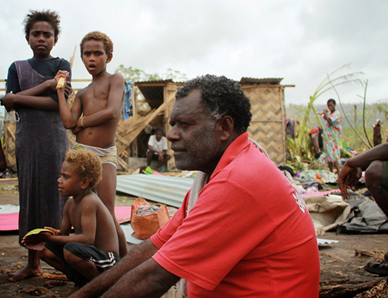 Narua Joe Kwane is chief of Taunono village, located near Port Vila. Cyclone Pam completely destroyed all houses where over 200 were living. Image: Gaelle Sevenier/UNICEF