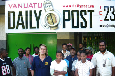 Publisher Marc Neil-Jones with his staff. Photo: PMC