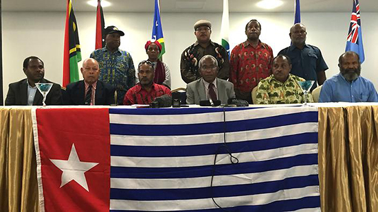 The incoming and outgoing Melanesian Spearhead Group representatives at Honiara. Image: Stefan Armbruster/SBS