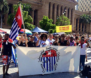 West Papua solidarity campaigners at a rally in Brisbane at the weekend. Image: Free West Papua Campaign